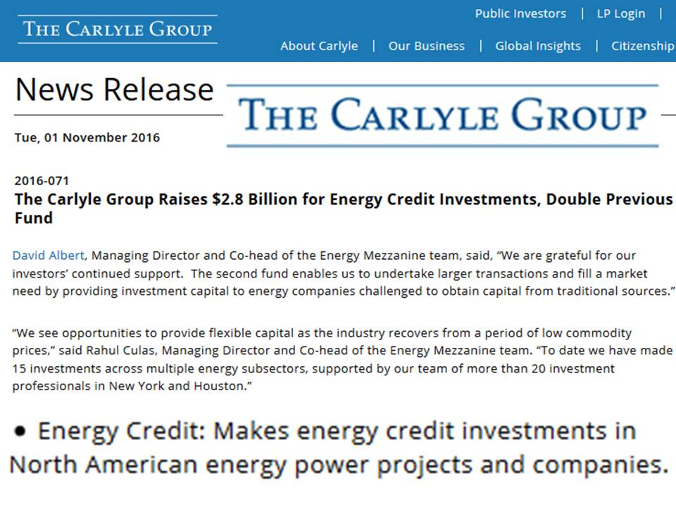 PEU Report Carlyle to Wind Down 4 billion Energy Credit Fund