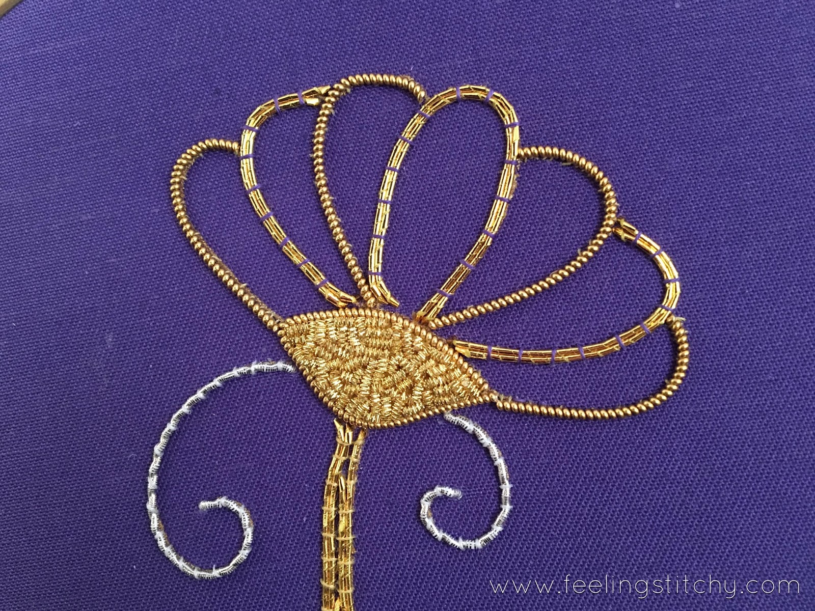 Goldwork Daisy Part 3 by Michelle for Feeling Stitchy
