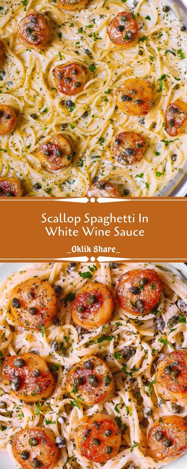 Scallop Spaghetti In White Wine Sauce