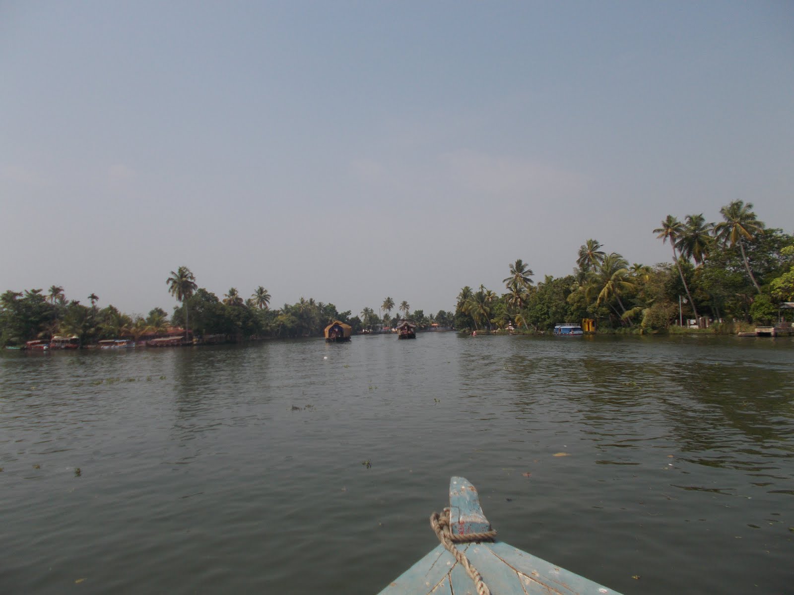 Cruising on passenger boat on backwaters of Kerala.