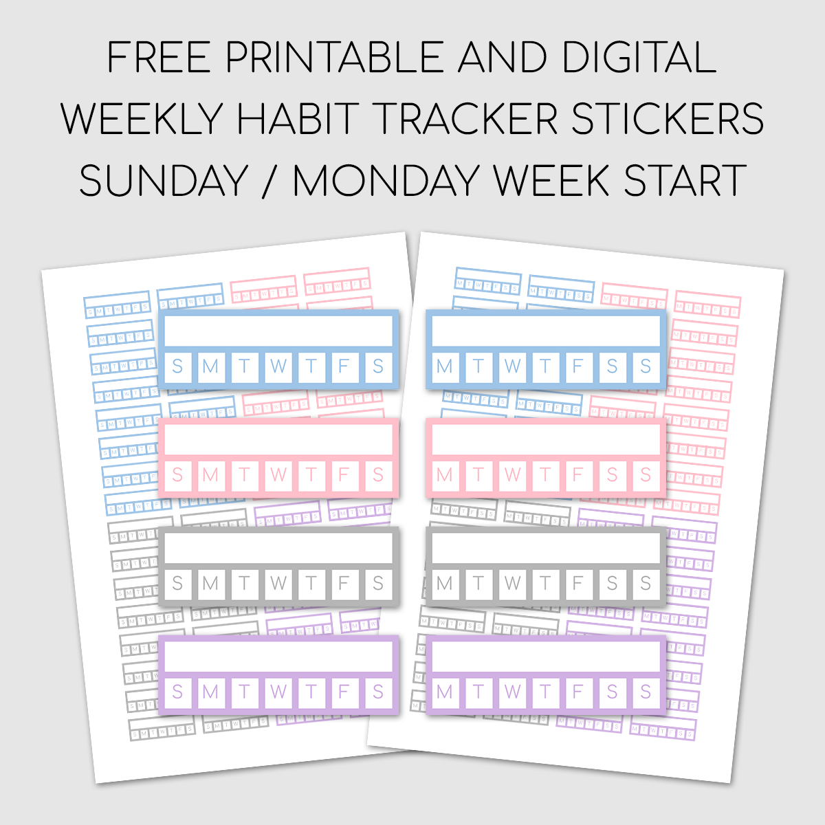 Free Printable and Digital Weekly Habit Tracker Stickers