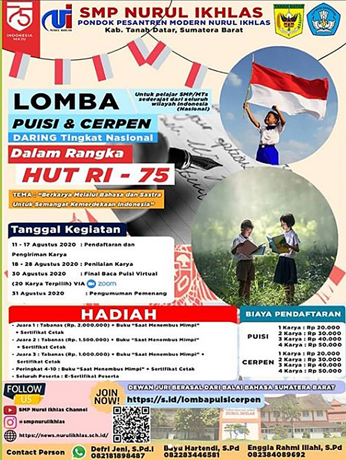 Lomba Cerpen Tingkat Nasional Memperingati Hut Ri 75 Pondok Pesantren Modern Nurul Ikhlas Info Lomba Menulis