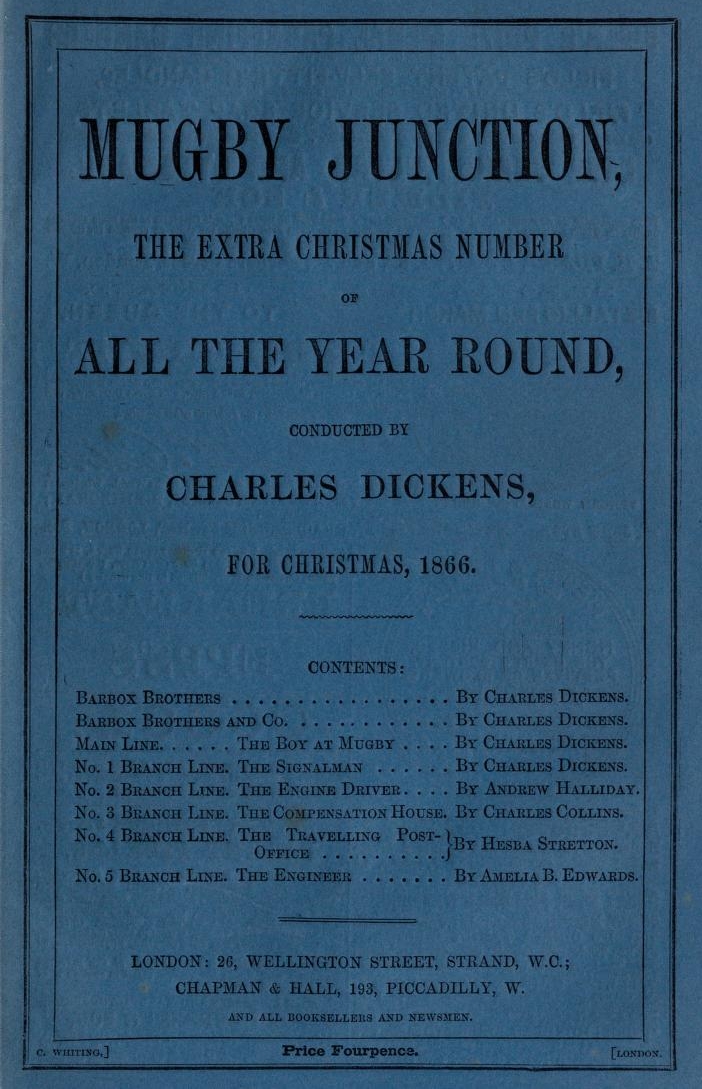 チャールズ・ディケンズの『信号手』を含む小説集の青い表紙