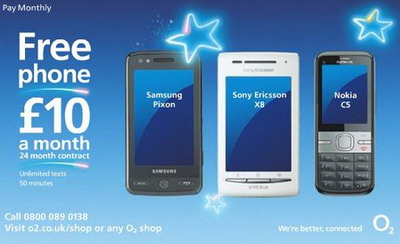 Sony Ericsson Xperia X8 for Free on contract via O2 UK