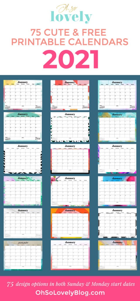 Musings of an Average Mom: Free printable 2021 Calendars