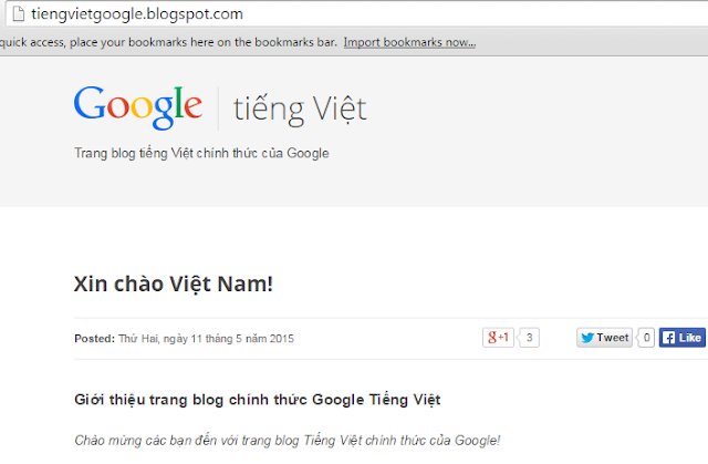 Google Chính Thức Giới Thiệu Trang Blog Tiếng Việt Cho Việt Nam