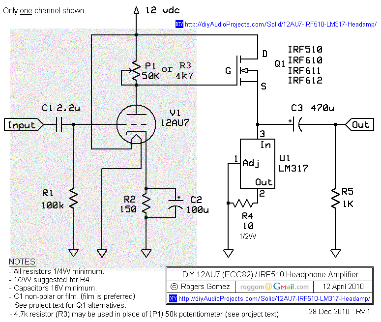 DIY ELECTRONICS PROJECTS: Low Voltage Tube Buffer