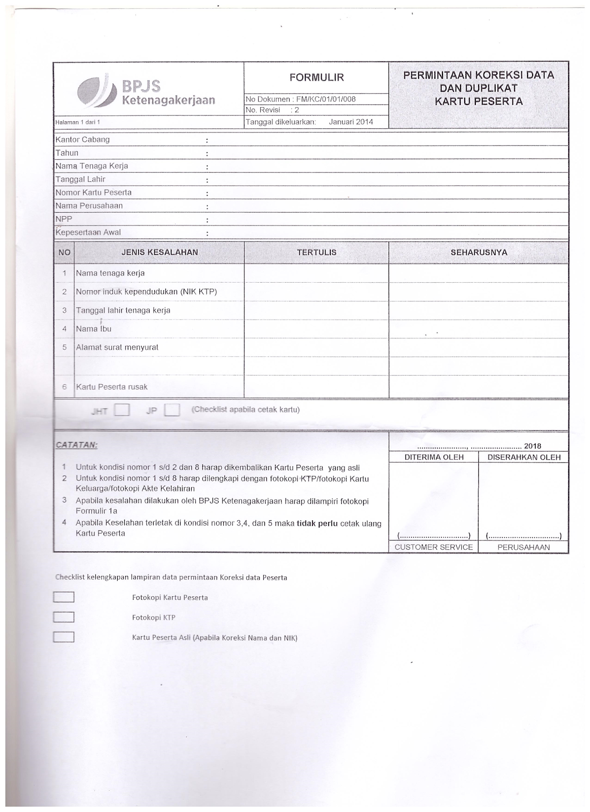 Merubah Data BPJS TK / Jamsostek