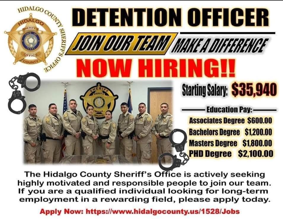 EL RRUN RRUN COME WORK AS A DETENTION OFFICER FOR SHERIFF'S OFFICE IN