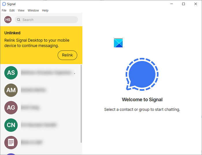 La aplicación Signal no envía ni recibe mensajes