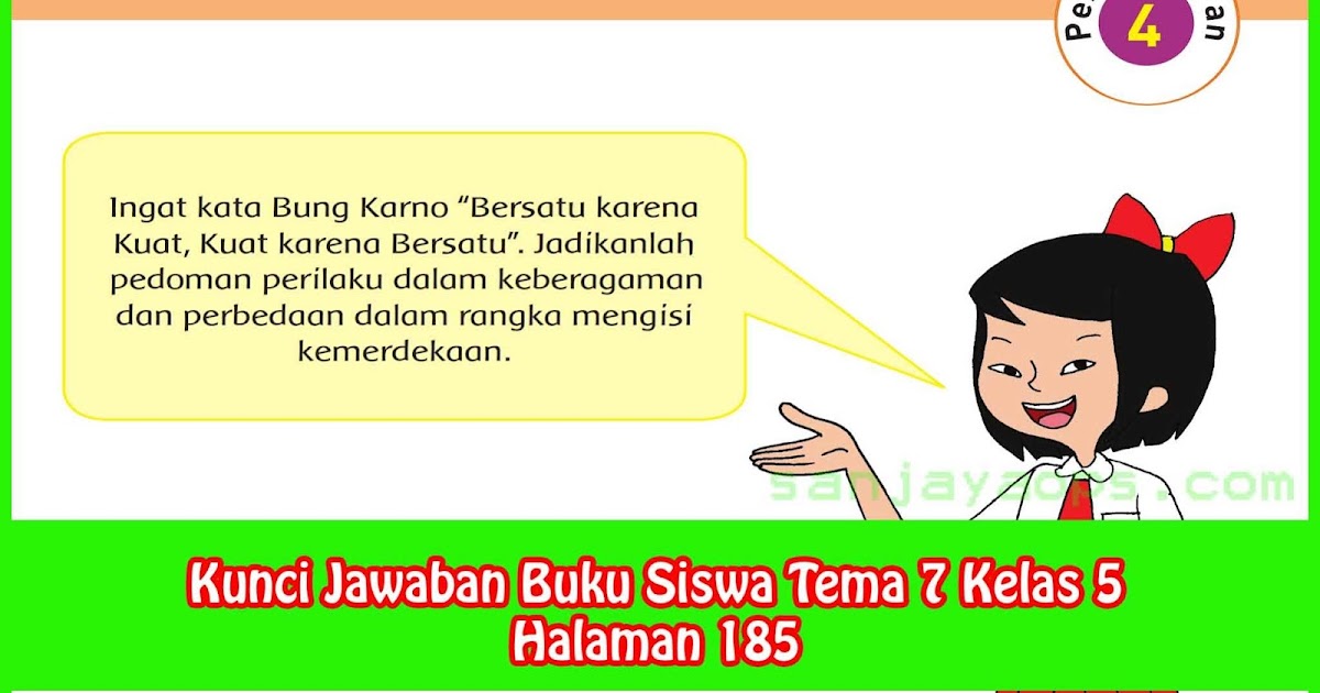 Kunci Jawaban Buku Siswa Tema 7 Kelas 5 Halaman 185