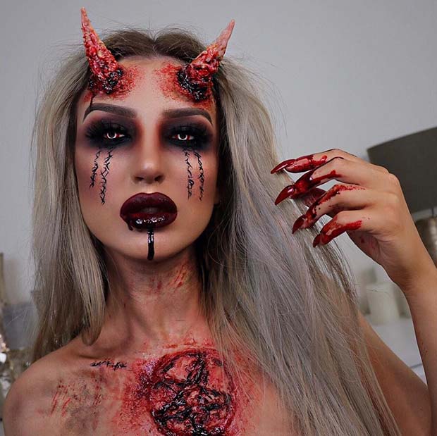 13. gory demon makeup.