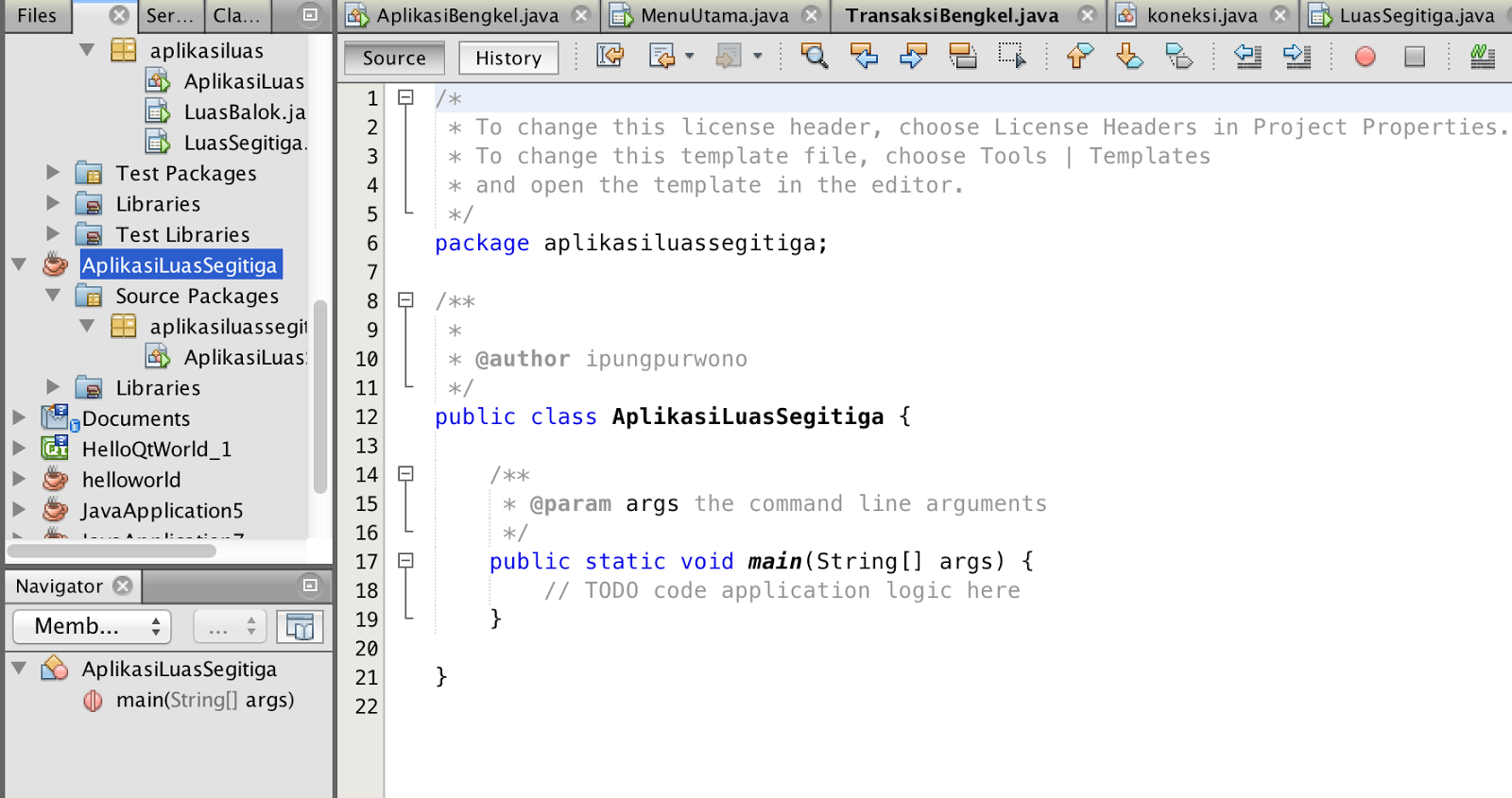 Tutorial Java Indonesia | membuat aplikasi luas segitiga dengan java netbeans Tutorial Java Indonesia | membuat aplikasi luas segitiga dengan java netbeans