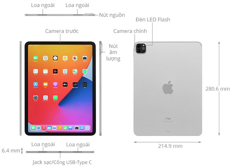 Máy tính bảng Apple iPad Pro M1 2021 12.9 inch Wifi 128GB Bạc MHNG3ZA/A – Hàng chính hãng