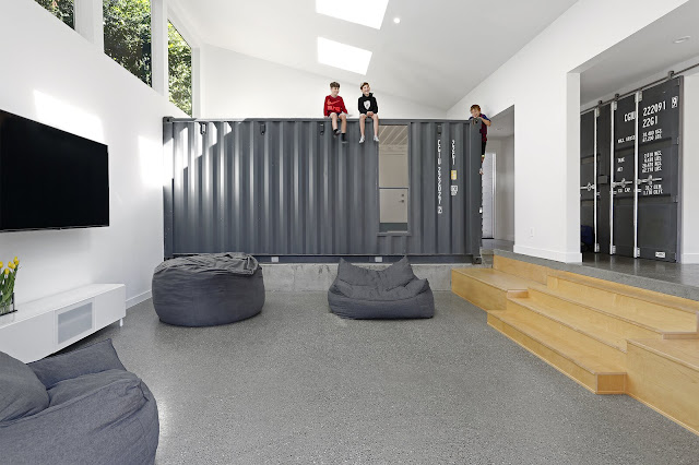 Shipping Containers Inside Split Level Home, Seattle, Washington