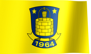 The waving flag of Brøndby IF with the logo (Animated GIF)