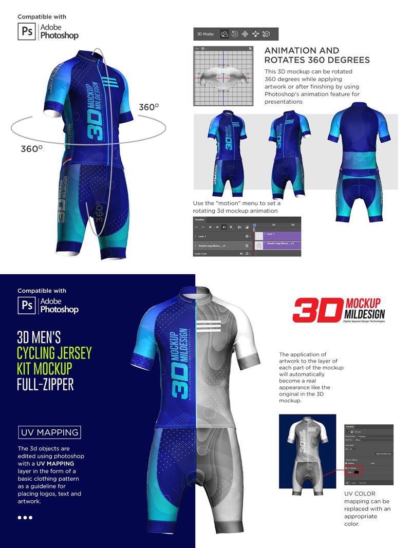 CreativeMarket - 3d Mens Cycling Jersey kit Fullzip 5557438 2 3d Mens Cycling Jersey kit Fullzip Free