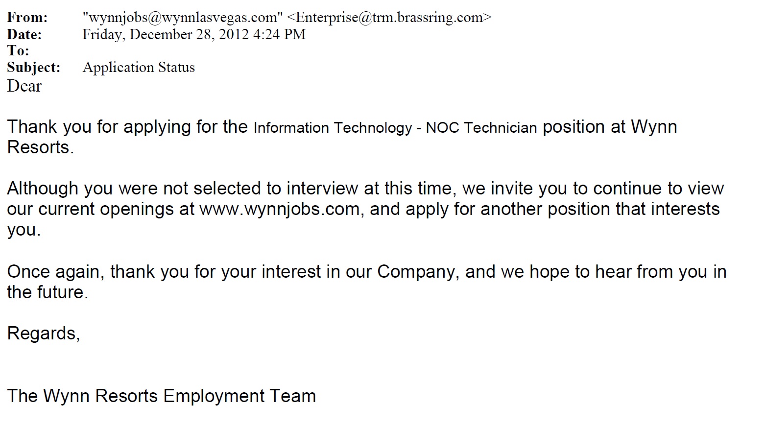 Job Log 20121228 NOC Technician