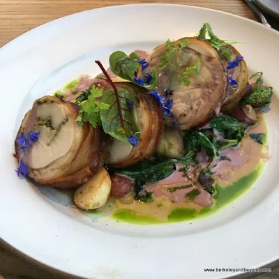 Cornish game hen roulade-style at Acacia House restaurant in St. Helena, California