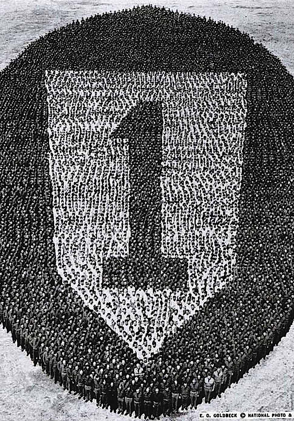 1940 USA troops 1940 USA troops at attention in a giant number one, a group aerial photograph