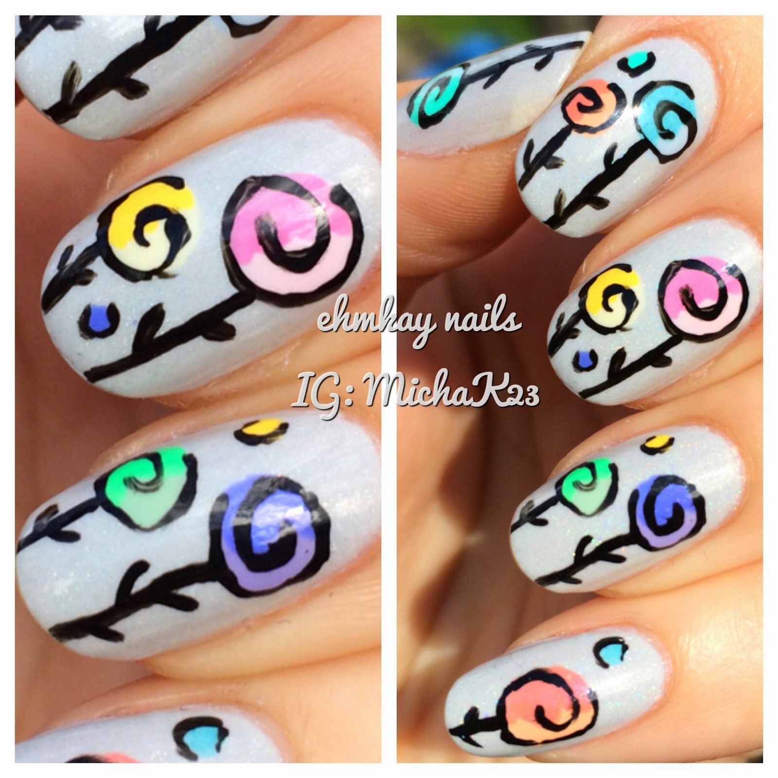 ehmkay nails: Whimsical Lollipop Flowers Nail Art