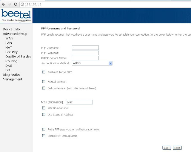 Airtel Broadband PPP Username Password