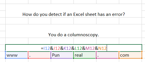 This is a serious medical procedure to diagnose the quality of these Excel puns.