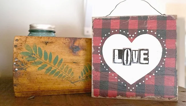 Repurposed LOVE sign for Valentine's Day