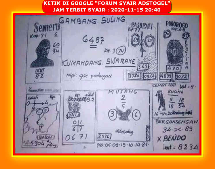 Syair Adstogel 16 November 2020