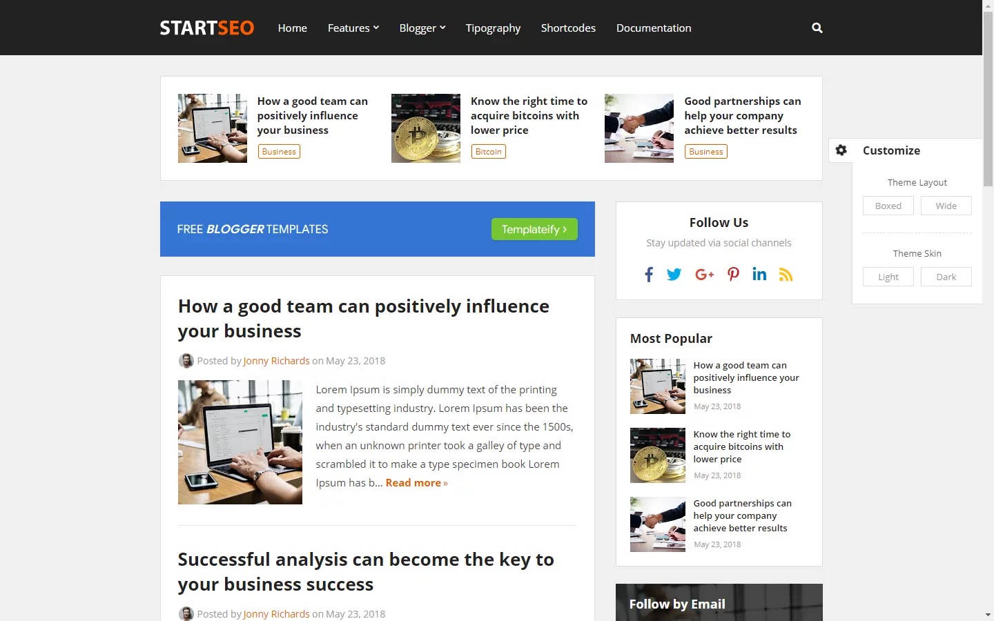 200+ Professional Blogger Templates - Amp, SEO Friendly, Responsive, and Fast Loading Template in 2022 StartSeo - Responsive Blogger Template