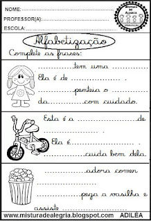 Atividades de alfabetização,caligrafia cursiva