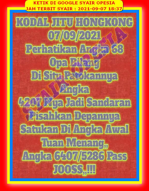 Syair Harian Hk 7 September 2021 Kode Syair Sgp Hk Sd Motesia