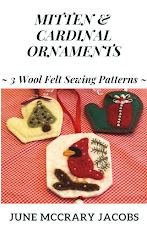 FIND MY  'MITTENS & CARDINAL ORNAMENTS' NEEDLE-FELTED SEWING PATTERN BOOK ON AMAZON!