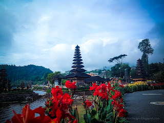 Beautiful Scenery Of Flowering Plants In The Garden Temple Of Ulun Danu Bratan, Bedugul, Tabanan, Bali, Indonesia