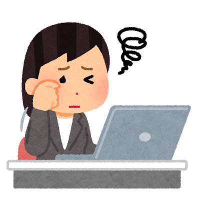 パソコンで目が疲れた人のイラスト（女性）