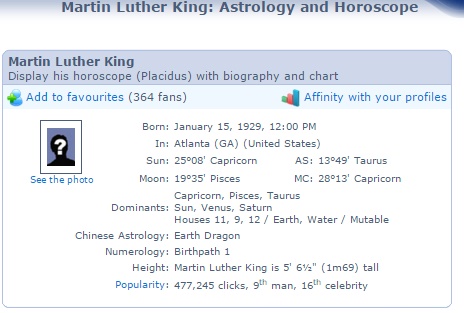 Martin Luther King Jr Birth Chart