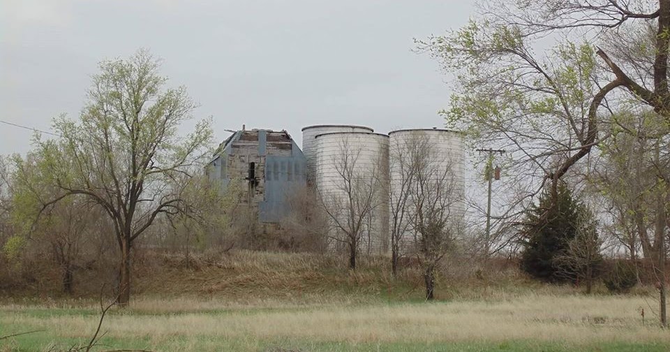 Towns and Nature Shady Bend, KS Grain Elevator with Concrete Stave Silos