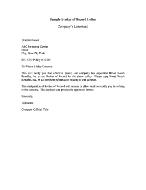 Broker Of Record Letter - Social Letter
