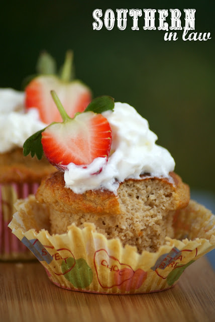 Healthy Strawberry Shortcake Cupcakes Recipe  healthy strawberry shortcake cupcakes, low fat, gluten free, high protein, low carb, refined sugar free, clean eating friendly