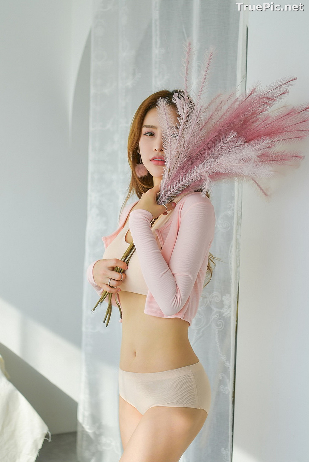 Image Korean Fashion Model - Hyun Jung - Off-White Beige Innerwear - TruePic.net - Picture-10