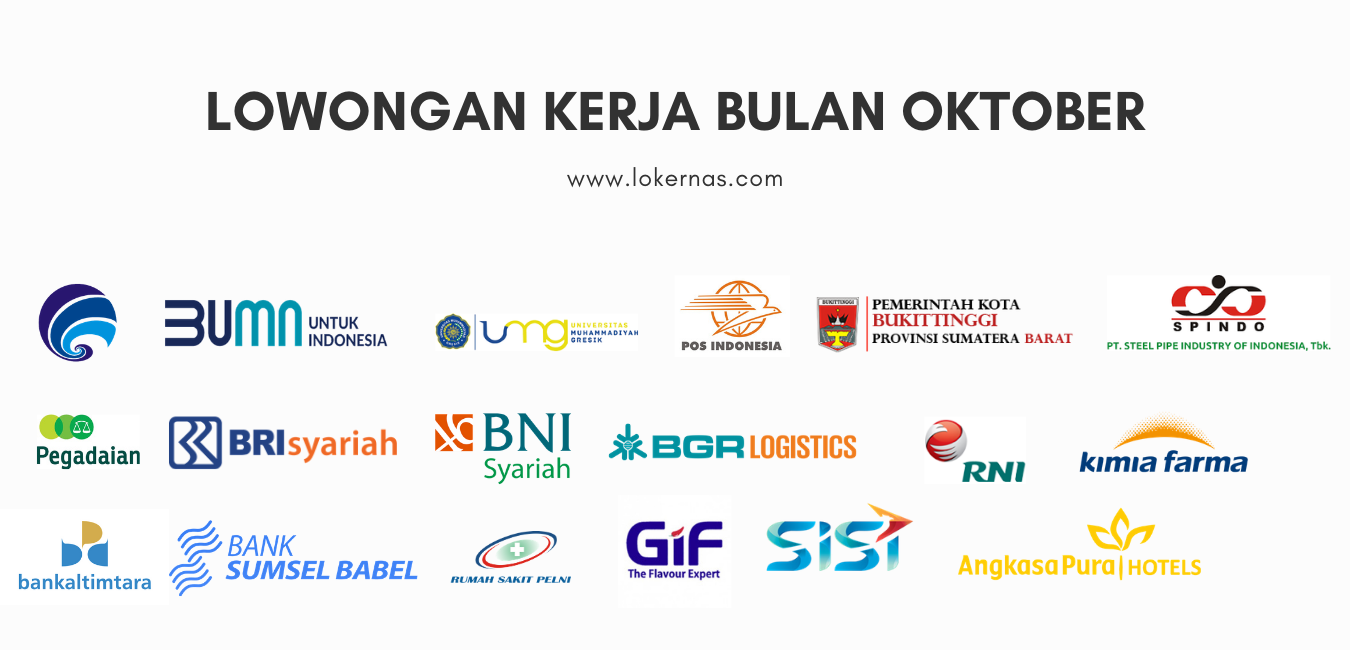 Daftar Lowongan Kerja Bulan Oktober 2020 (Last Updated : 28 Oktober