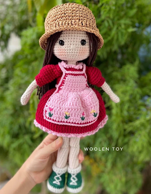 Công Chúa Búp Bê Váy Đỏ - Búp Bê Bằng Len Handmade, Thú Len Nhồi Bông  Amigurumi