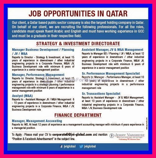 Job Opportunities In Qatar Gulf Jobs for Malayalees