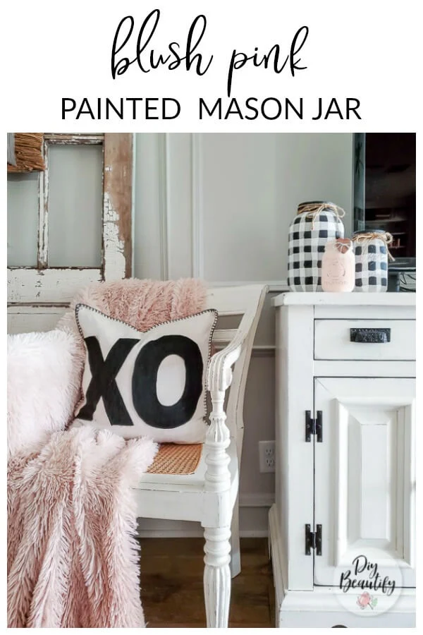 painted mason jar for Valentines decor