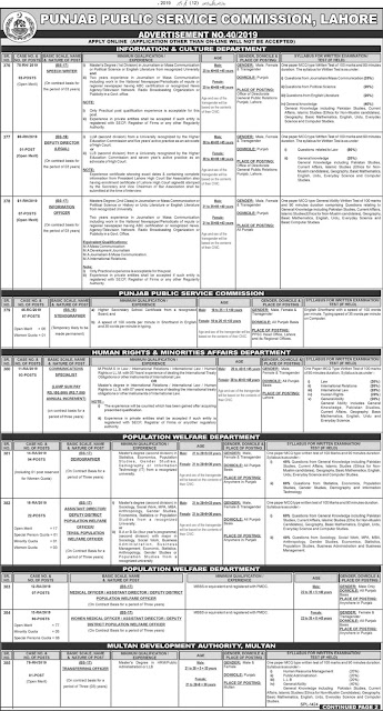 PPSC Jobs December 2019 For Multiple Posts Apply Online 