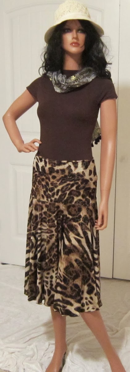 Wild Animal Print Full Circle Skirt in Brown and Gold