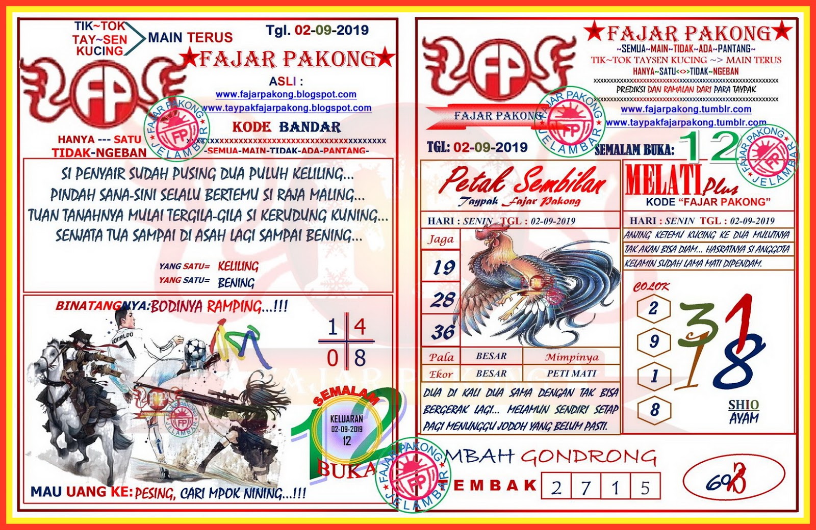 Fajar Pakong Malaysia Kode 02 09 2019