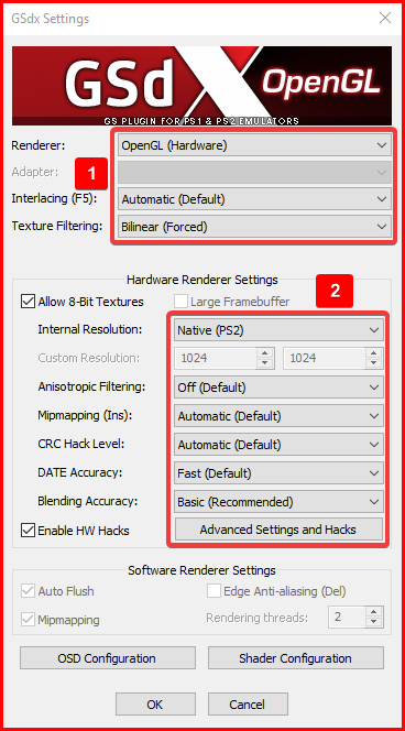 Hardware settings