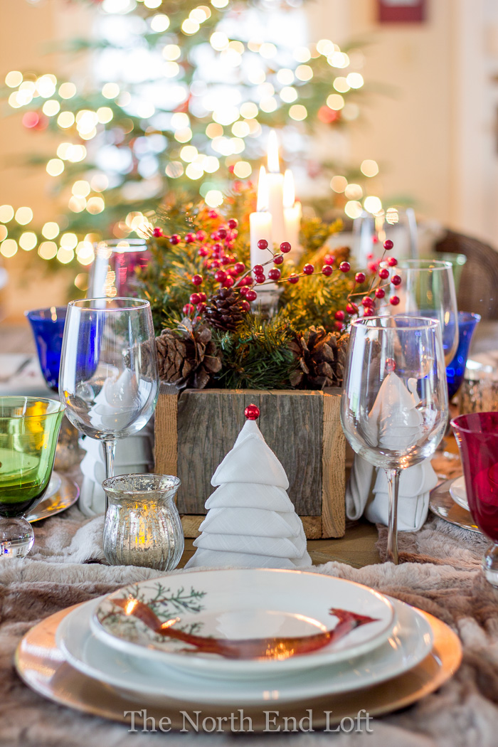 The North End Loft Our Holiday Table and Pottery Barn Faux Fur Placemat KnockOff