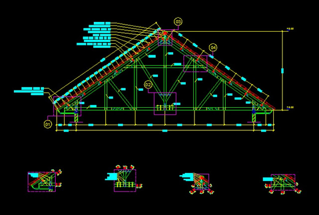 Gambar Kerja Detail Kuda-Kuda Kayu File Dwg - Kaula Ngora - Kumpulan